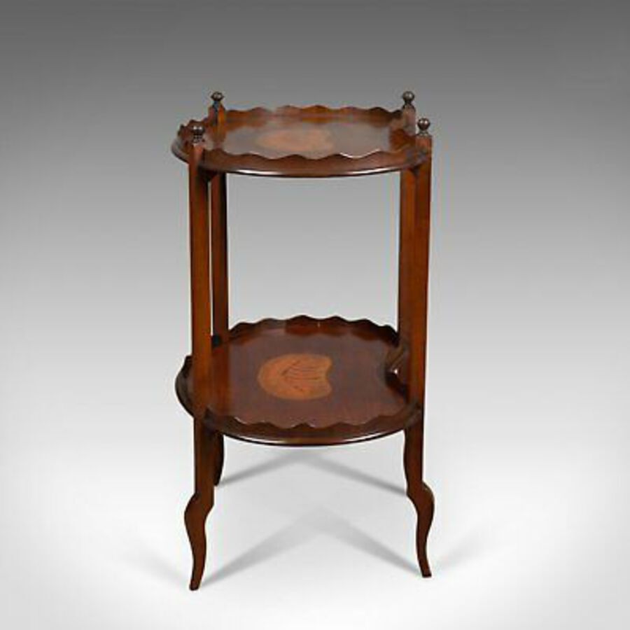 Antique Antique Tea Table, English, Edwardian, Two Tier, Gallery, Side, Circa 1910