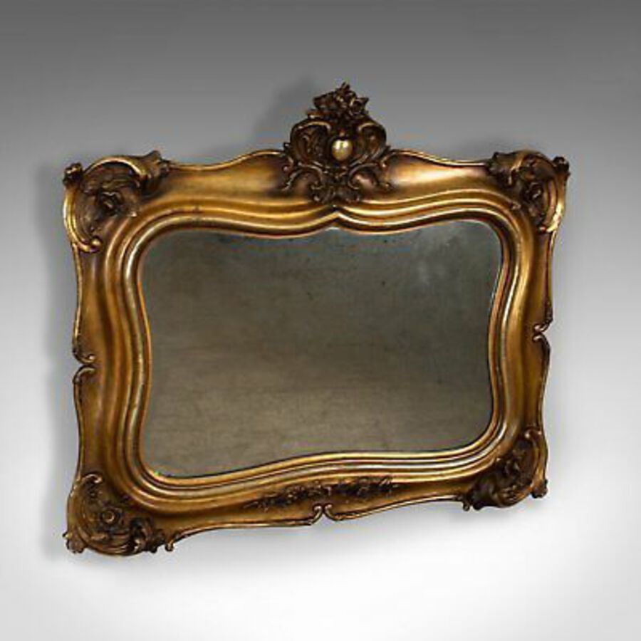 Antique Antique Wall Mirror, Mid-Sized, Italian, Gilt Frame, Vanity, 19th Century c.1900
