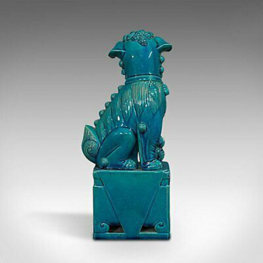 Antique Vintage Dog Statue, Oriental, Ceramic, Dog of Fo, Ornament, Art Deco, Circa 1950