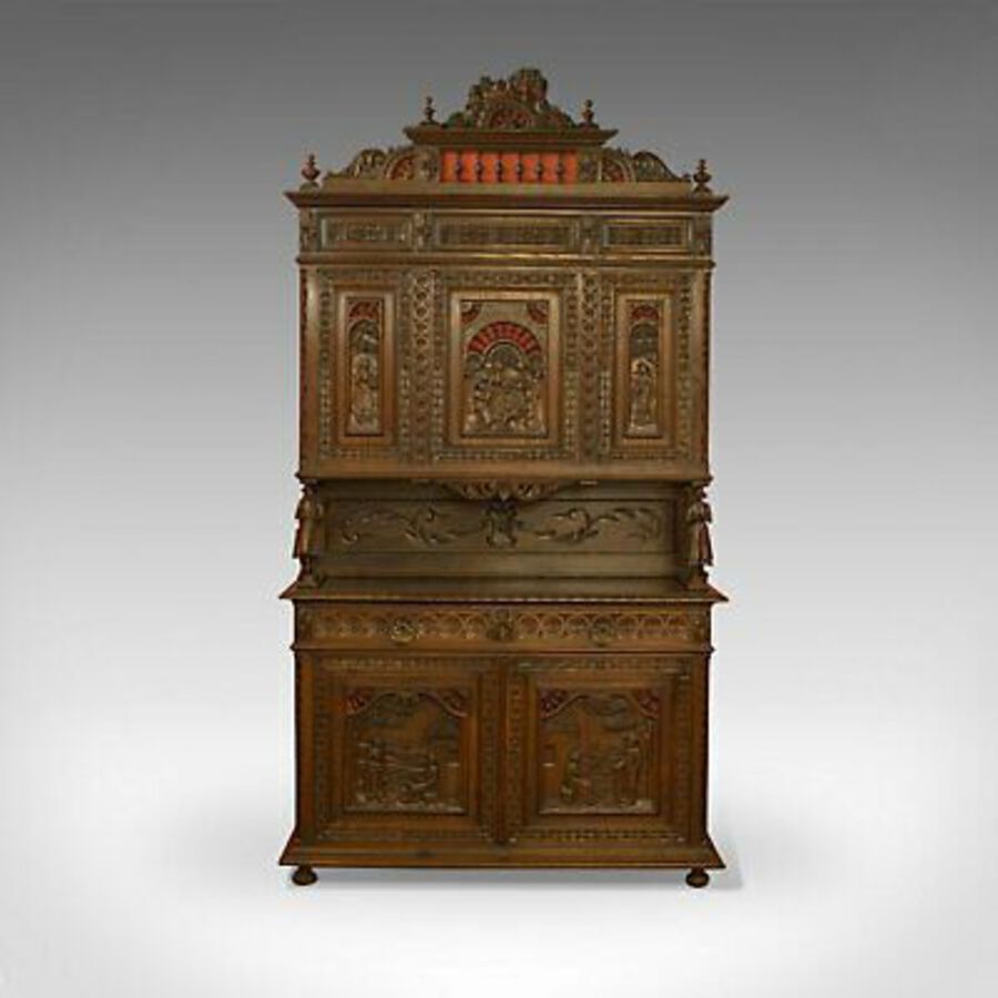 Antique Antique Carved Breton Buffet Cabinet, French, Sideboard, Oak, Circa 1880