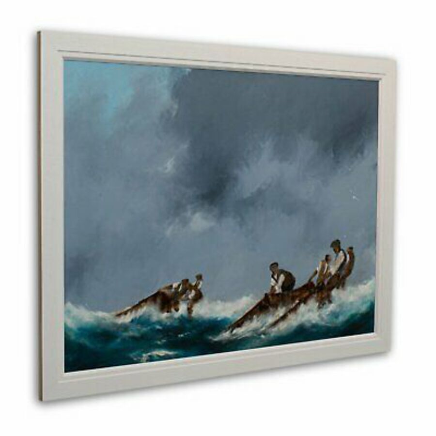 Antique Framed Maritime Seascape, Oil Painting, Marine, Art, Original, Fishermen