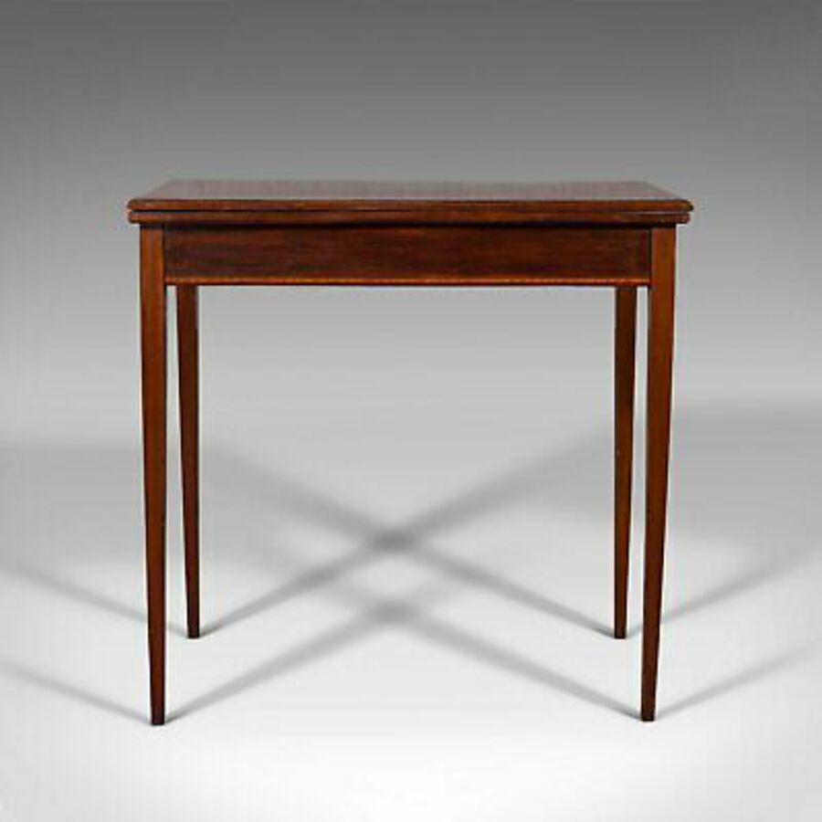 Antique Antique Fold Over Card Table, English, Mahogany, Games, Occasional, Edwardian