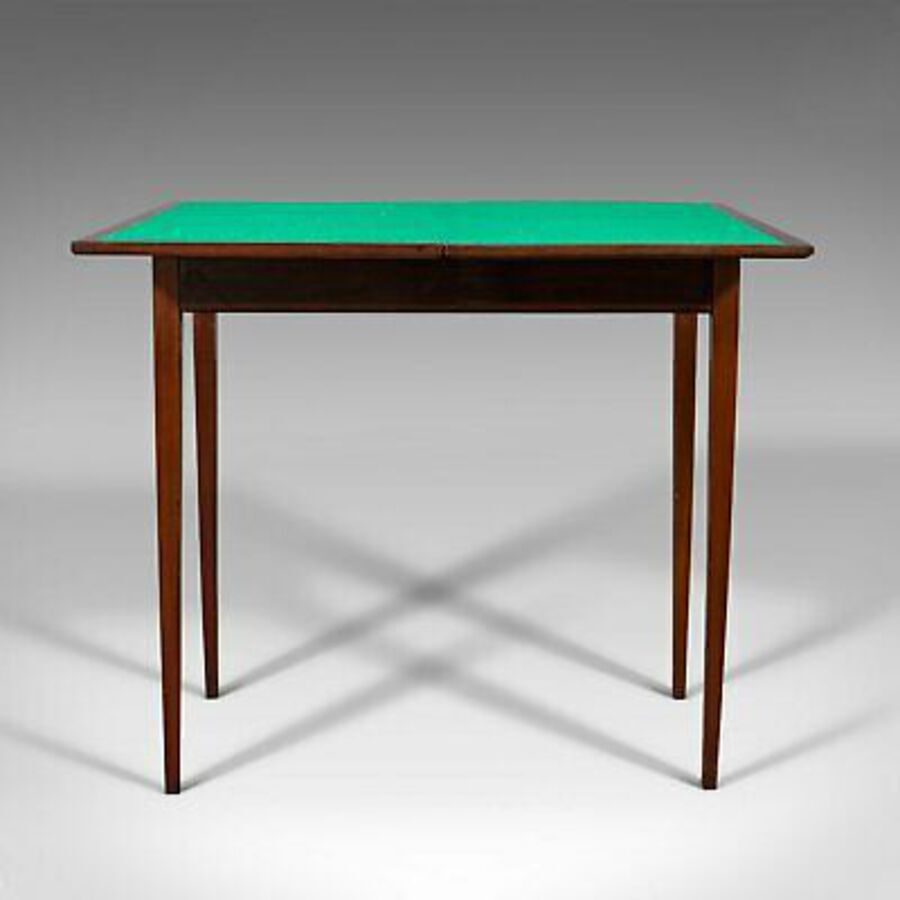 Antique Antique Fold Over Card Table, English, Mahogany, Games, Occasional, Edwardian