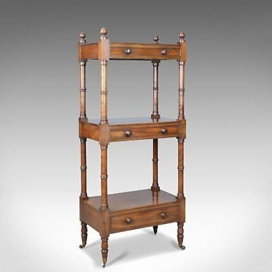 Antique Whatnot, English, Mahogany, Three Tier, Victorian, Display Stand, c.1860