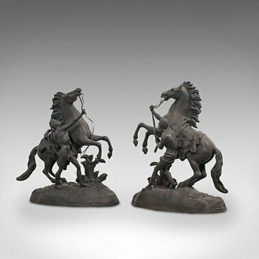 Antique Collectible Antique Pair, Marly Horses, French, Bronze, Equine, Statue, Coustou