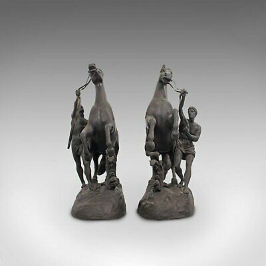 Antique Collectible Antique Pair, Marly Horses, French, Bronze, Equine, Statue, Coustou