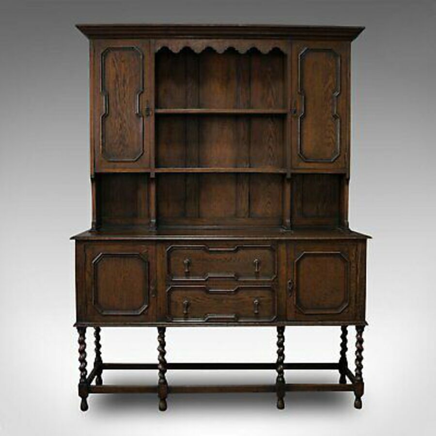 Antique Antique Dresser, English, Oak, Sideboard Cabinet, Jacobean Revival, Victorian