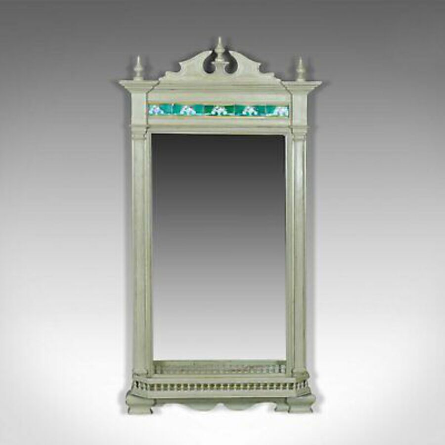 Large, Painted, Antique Wall Mirror, Victorian, Overmantel, Pier, Tiles c.1890