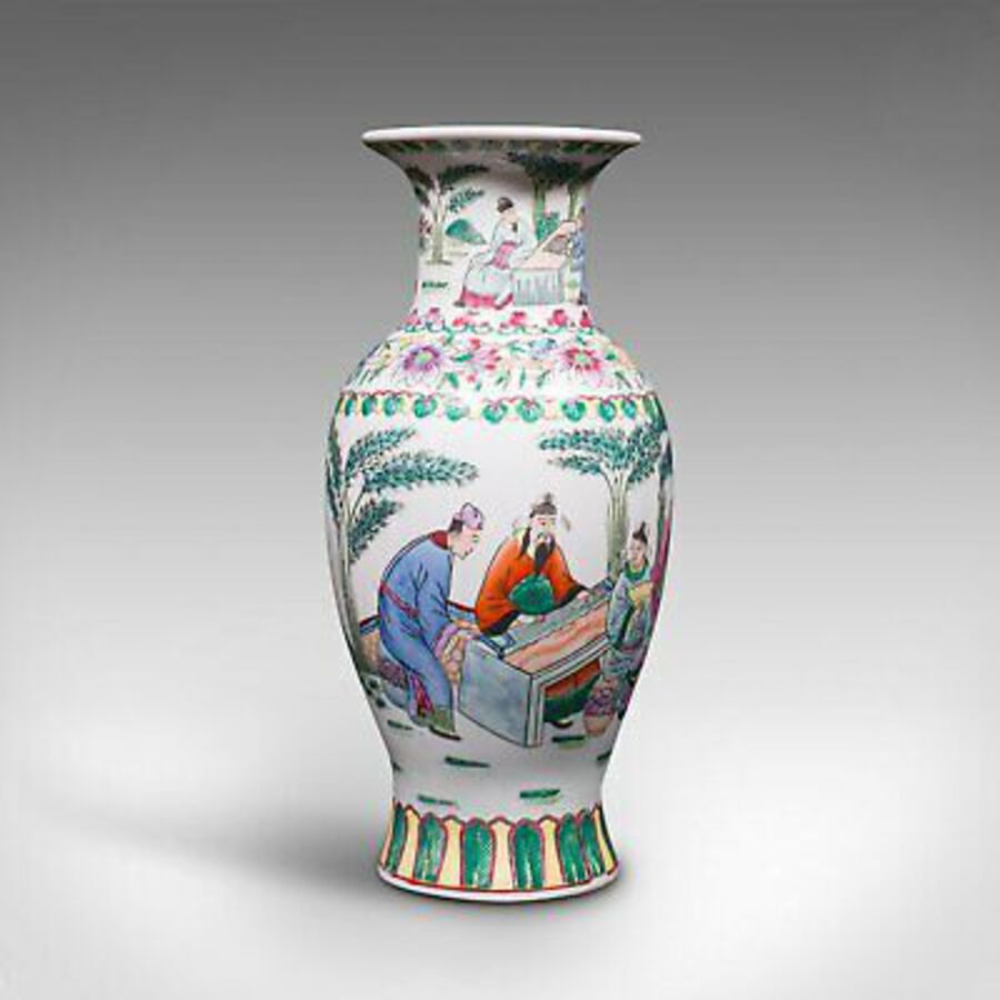 Antique Antique Posy Vase, Chinese, Ceramic, Baluster, Hand Painted, Victorian, C.1900