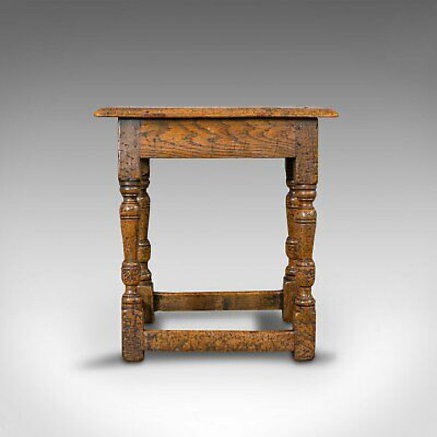 Antique Small Antique Joint Stool, Oak, Seat, Side Table, Jacobean Revival, Victorian