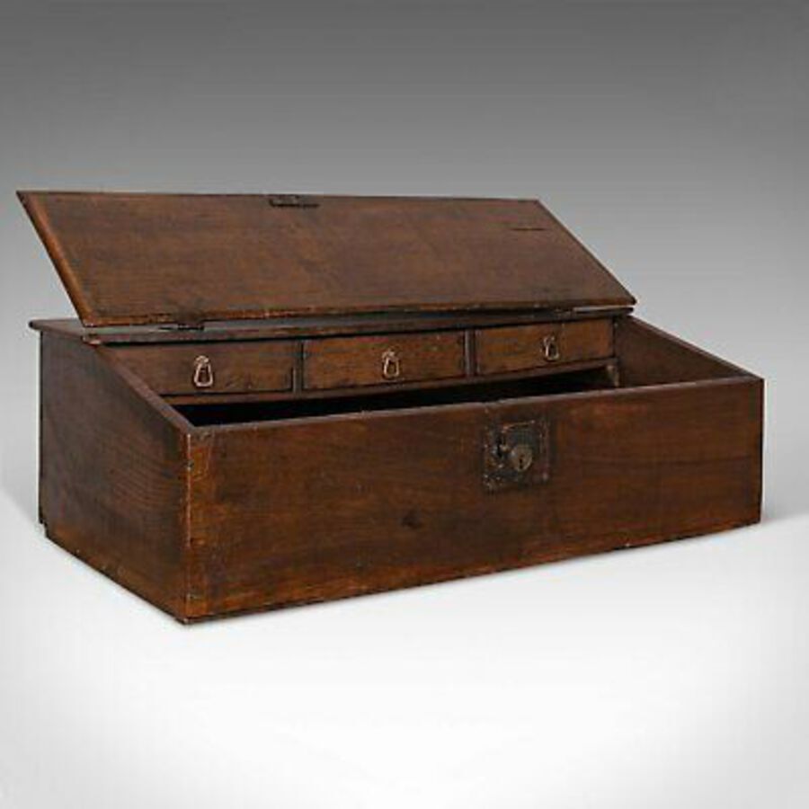 Antique Antique Verger's Table Top Desk, English, Oak, Ecclesiastical, William III, 1700