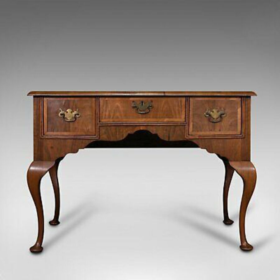 Antique Antique Writing Desk, English, Burr Walnut, Oak, Lowboy, Table, Georgian, C.1800