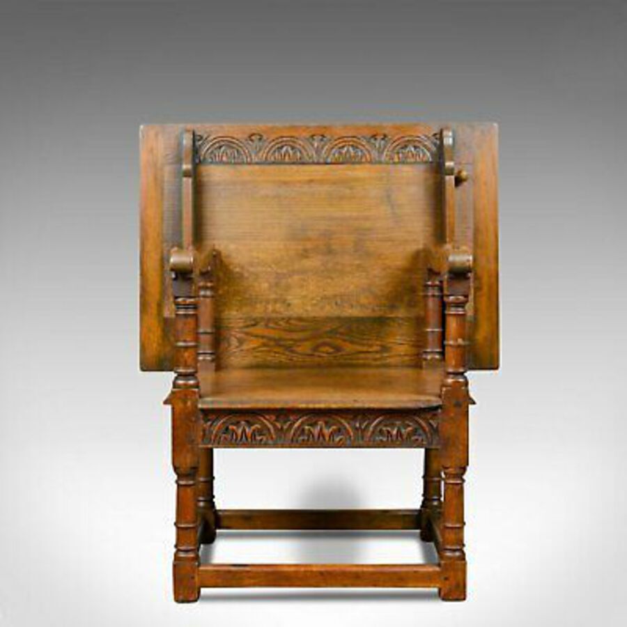 Antique Antique Monk's Bench, Metamorphic Table, Chair, English Oak, C18th and Later