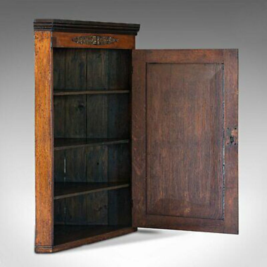 Antique Antique Corner Cabinet, English, Oak, Mahogany, Georgian, Hanging Cupboard, 1800