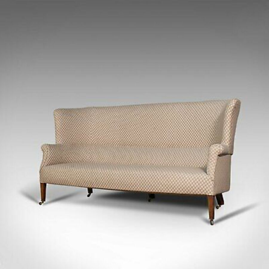 Antique Antique Wing Sofa, English, Settee, Quality Upholstery, Mahogany, Edwardian
