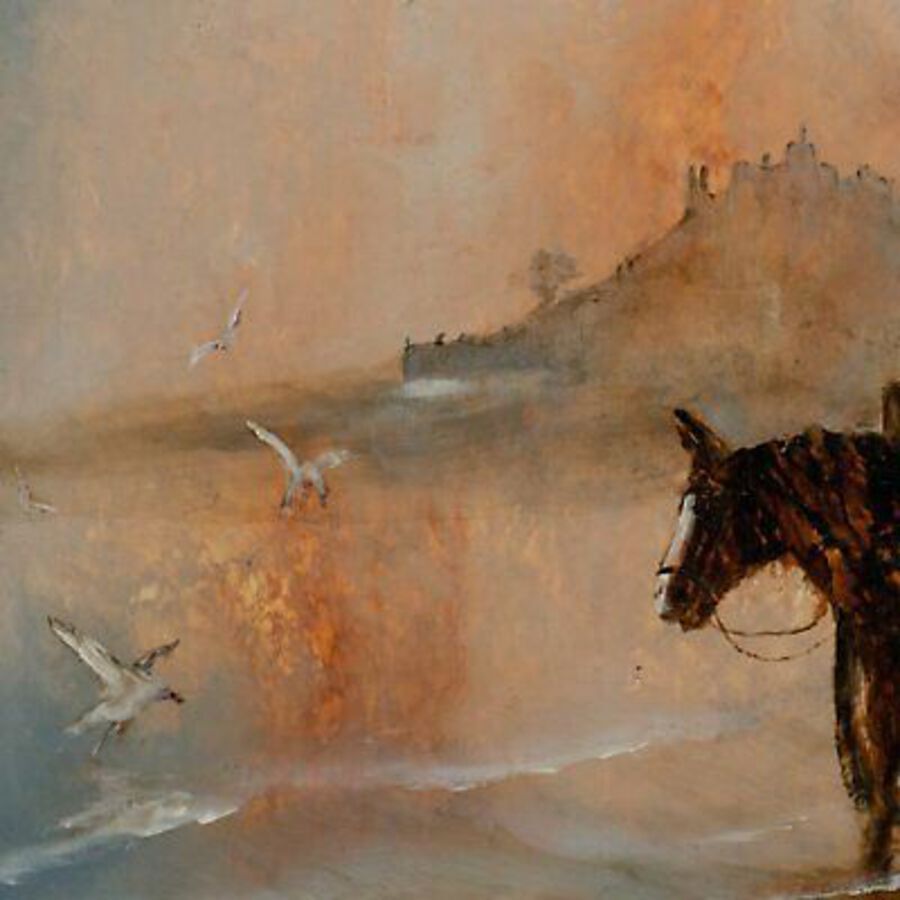 Antique Framed Equine Landscape, Oil Painting, Cornwall, Art, Original, 21.75
