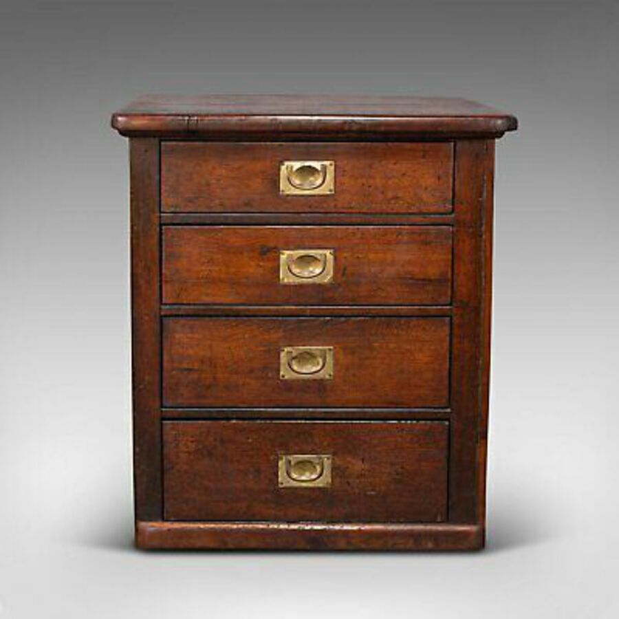 Antique Antique Campaign Chest Of Drawers, English, Pitch Pine, Shop Retail, Victorian