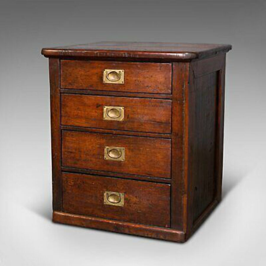 Antique Antique Campaign Chest Of Drawers, English, Pitch Pine, Shop Retail, Victorian