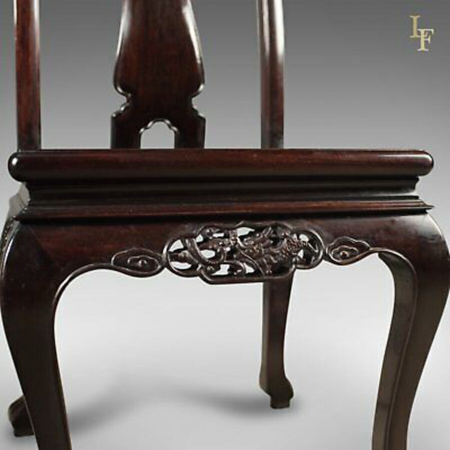 Antique Traditional Oriental Rosewood Set of 4 Dining Chairs, Late 20th