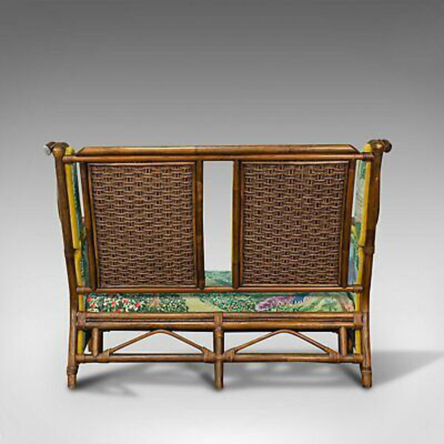 Antique Vintage Colonial Loveseat, English, Bamboo, Bench, Sofa, Late 20th Century, 1970