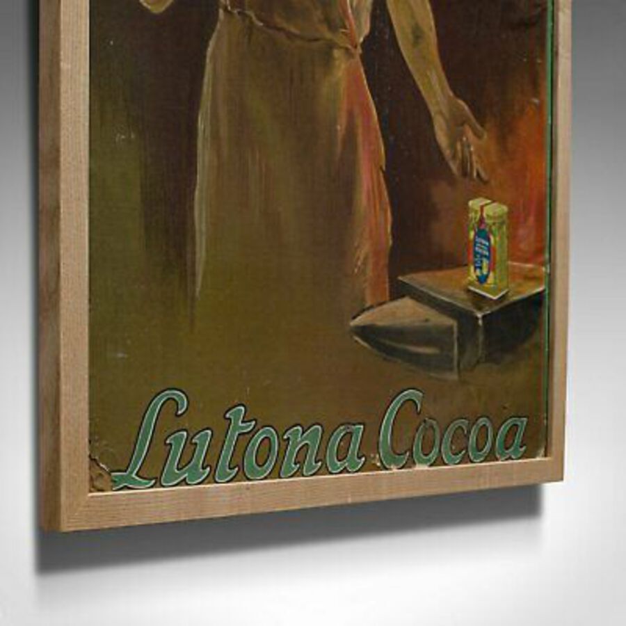 Antique Framed Antique Cocoa Advertisement, English, Lutona Poster, Victorian, C.1900