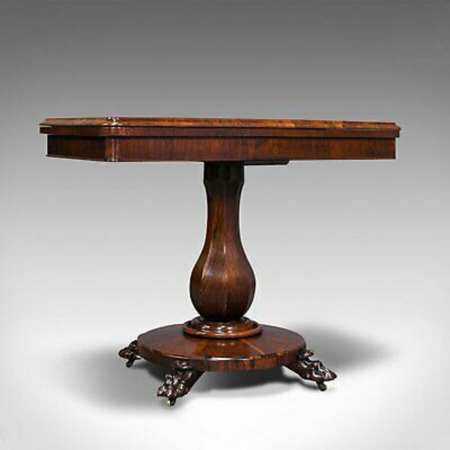 Antique Folding Card Table, Rosewood, Games, Bridge, Newly Restored, Victorian