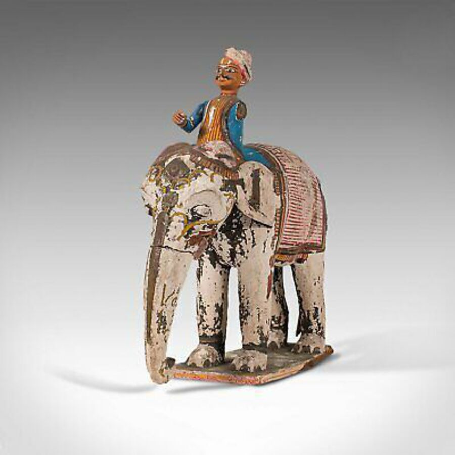 Antique Antique Decorative Elephant and Mahout, Indian, Figure, Early Victorian, C.1850