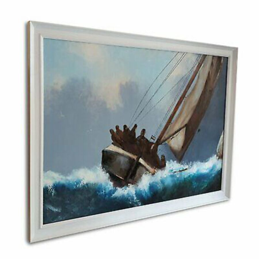 Antique Framed Dramatic Seascape, Oil Painting, Marine, Ship, Storm, Art, Original