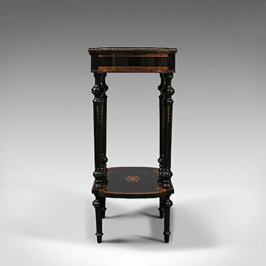 Antique Antique Napoleon III Side Table, French, Etagere, Burr Walnut, Sewing, C.1870
