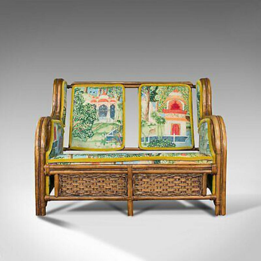 Antique Vintage Colonial Loveseat, English, Bamboo, Bench, Sofa, Late 20th Century, 1970