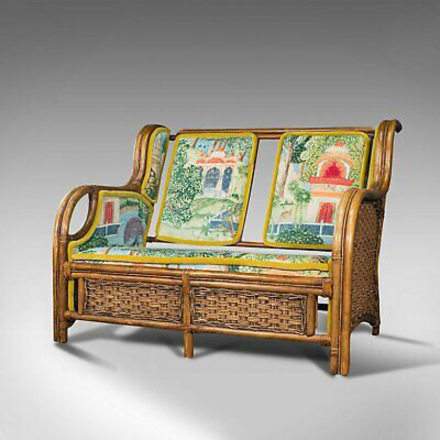 Antique Vintage Colonial Loveseat, English, Bamboo, Bench, Sofa, Late 20th Century, 1970
