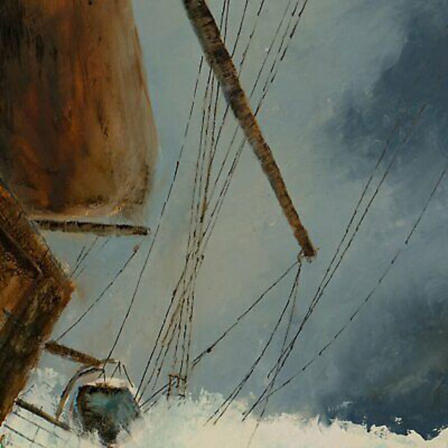 Antique Dramatic Seascape, Oil Painting, Marine, Ship, Art, Original, 25.75