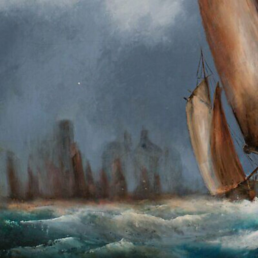 Antique Large Sailing Seascape, Oil Painting, Marine, Maritime, Ships, Art, Original