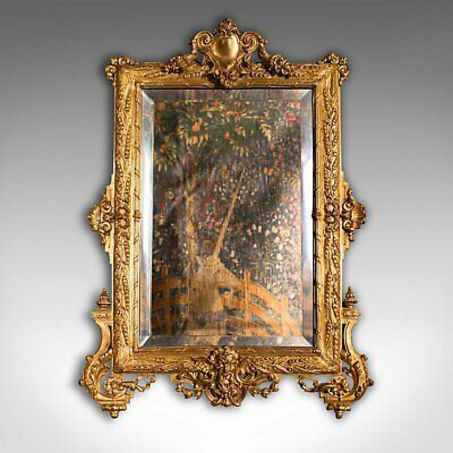 Antique Small Antique Wall Mirror, Italian, Gilt Metal, Decorative, Victorian, C.1900