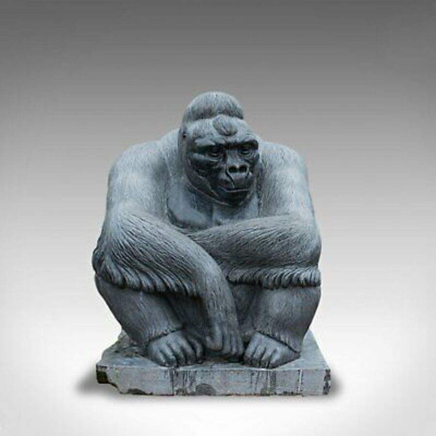 Antique Large Sculptural Artwork Marble Statue Shabani Lowland Gorilla by Dominic Hurley