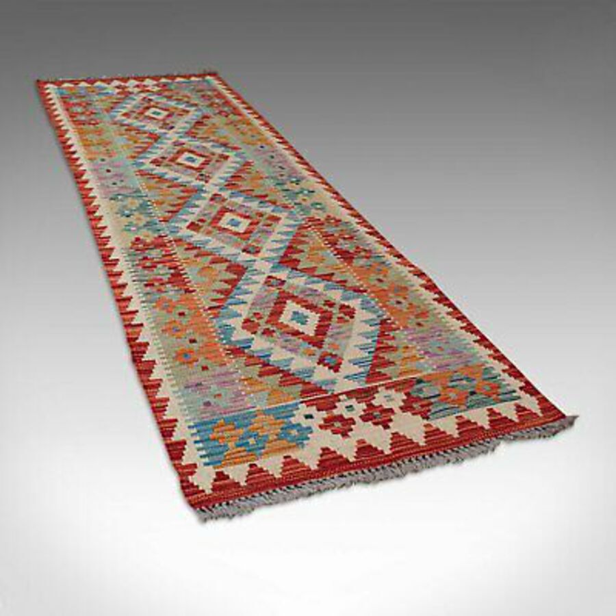 Vintage Choli Kilim Runner, Hand Woven, Decorative Hall Carpet, C.1960