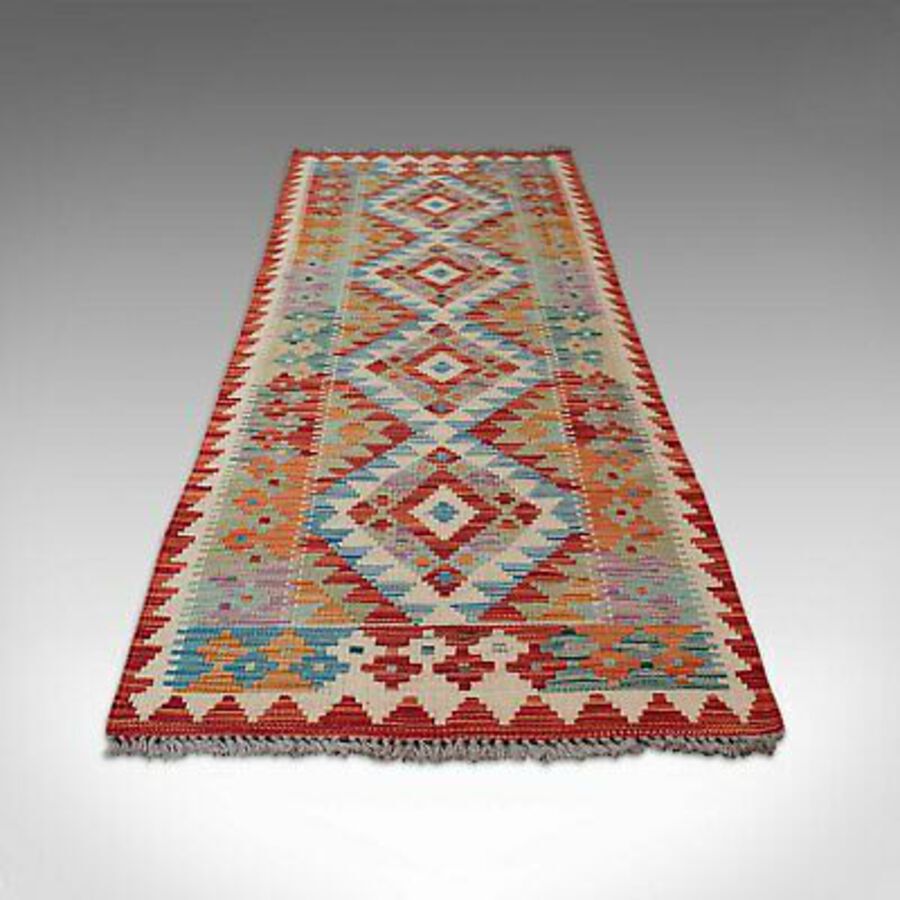 Antique Vintage Choli Kilim Runner, Hand Woven, Decorative Hall Carpet, C.1960