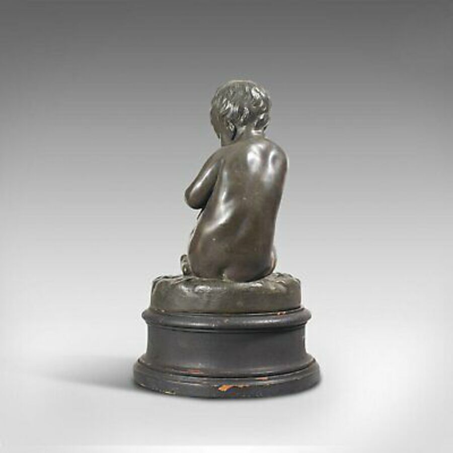 Antique Antique Putto Statue, French, Bronze, Cherub Figure, Late 19th Century, C.1900