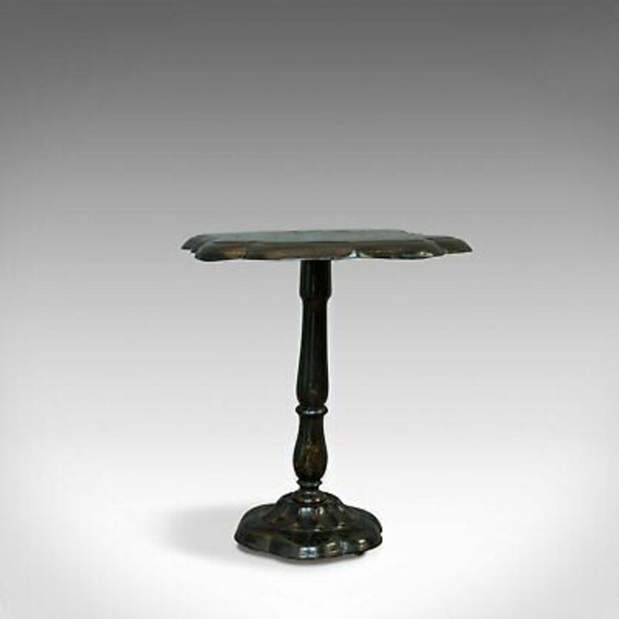 Antique Antique Table, Ebonised, Papier Mache, Mother of Pearl, Side, Lamp, Wine, Tilt