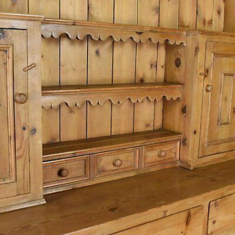 Antique Large Pine Dresser in Victorian Taste Country Kitchen Cabinet Late 20th Century