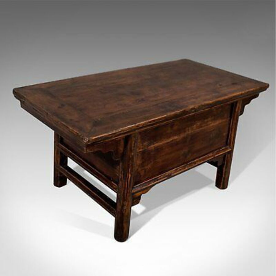 Antique Vintage Oriental Coffee Table, Mid 20th Century, Pine, Low with Drawers