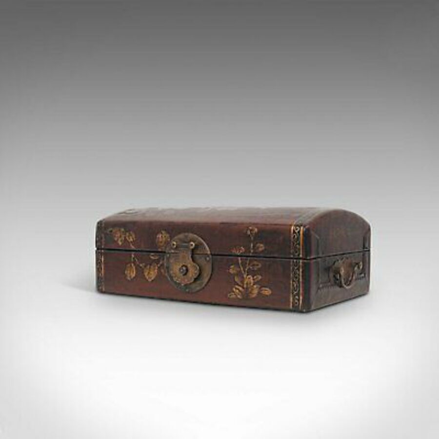 Antique Antique Jewellery Box, Japanese, Leather, Desk Caddy, Meiji Period, Circa 1900