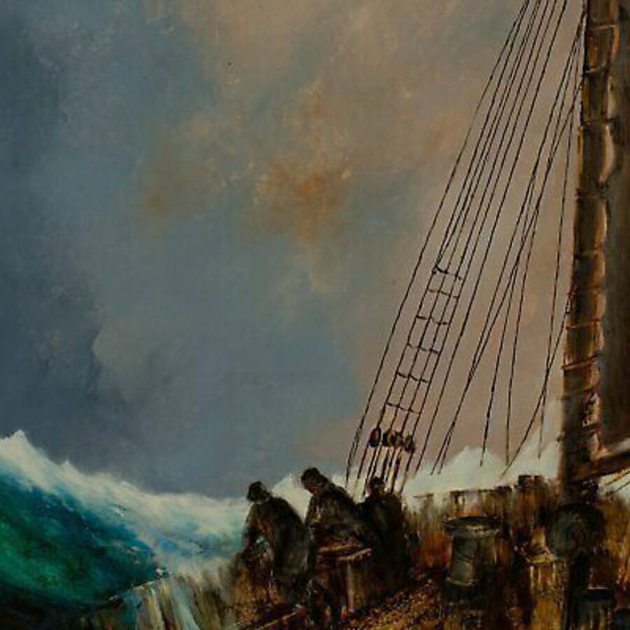 Antique Maritime Seascape, Oil Painting, Marine, Ship, Storm, Dramatic, Art, Original