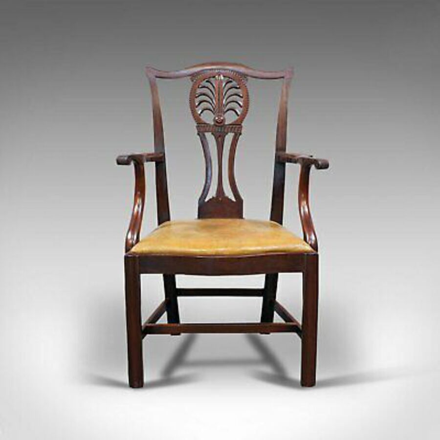 Antique Antique, Set of 6, Dining Chairs, English, Mahogany, Leather, Seats, Victorian
