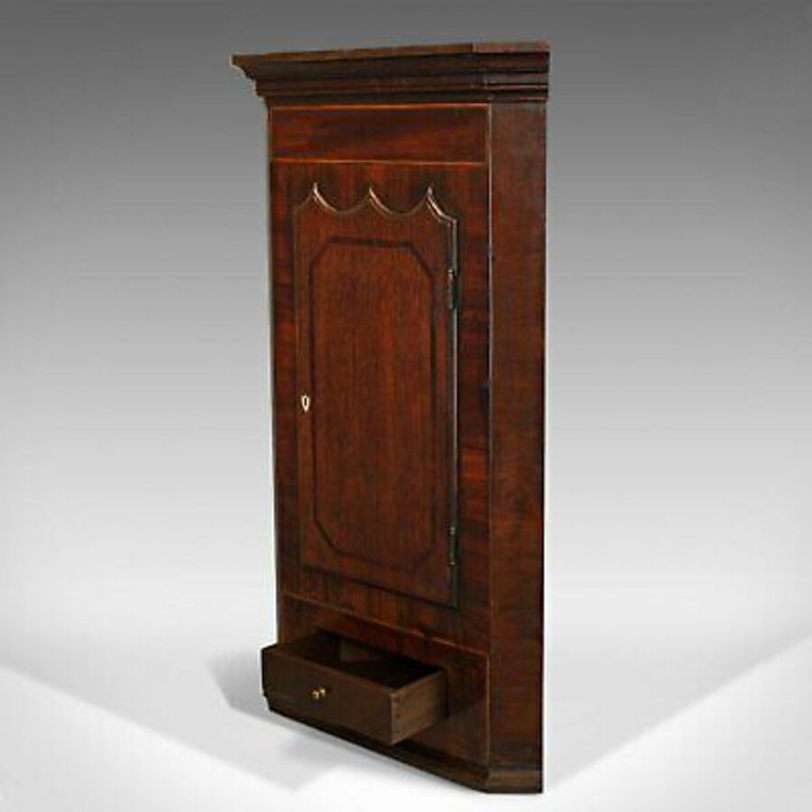 Antique Antique Corner Cabinet, English, Oak, Mahogany, Wall Hanging, Georgian, C.1800