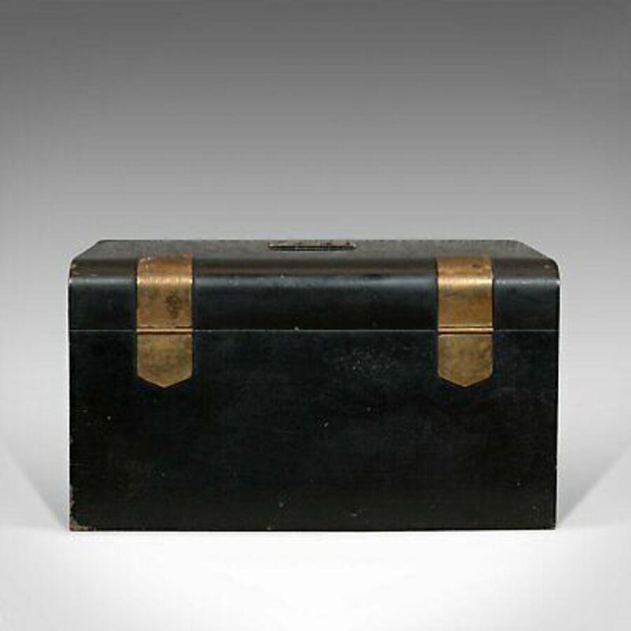 Antique Vintage Deed Box, English, Art Deco, Iron, Document, Deposit, Chest, Circa 1930