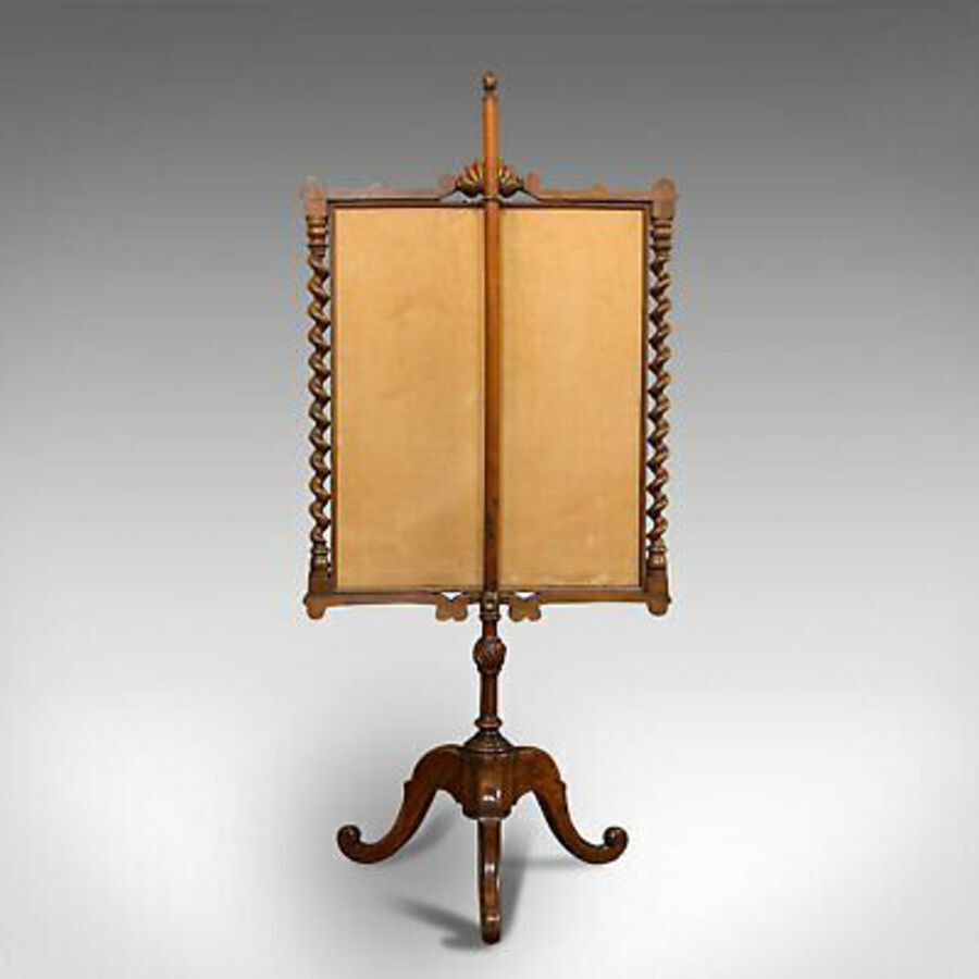 Antique Antique Adjustable Fire Screen, Walnut, Needlepoint, Decorative, Pole, Regency