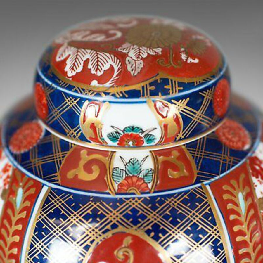 Antique Pair of Imari Ginger Jars, Porcelain Spice Jars, mid-late 20th century