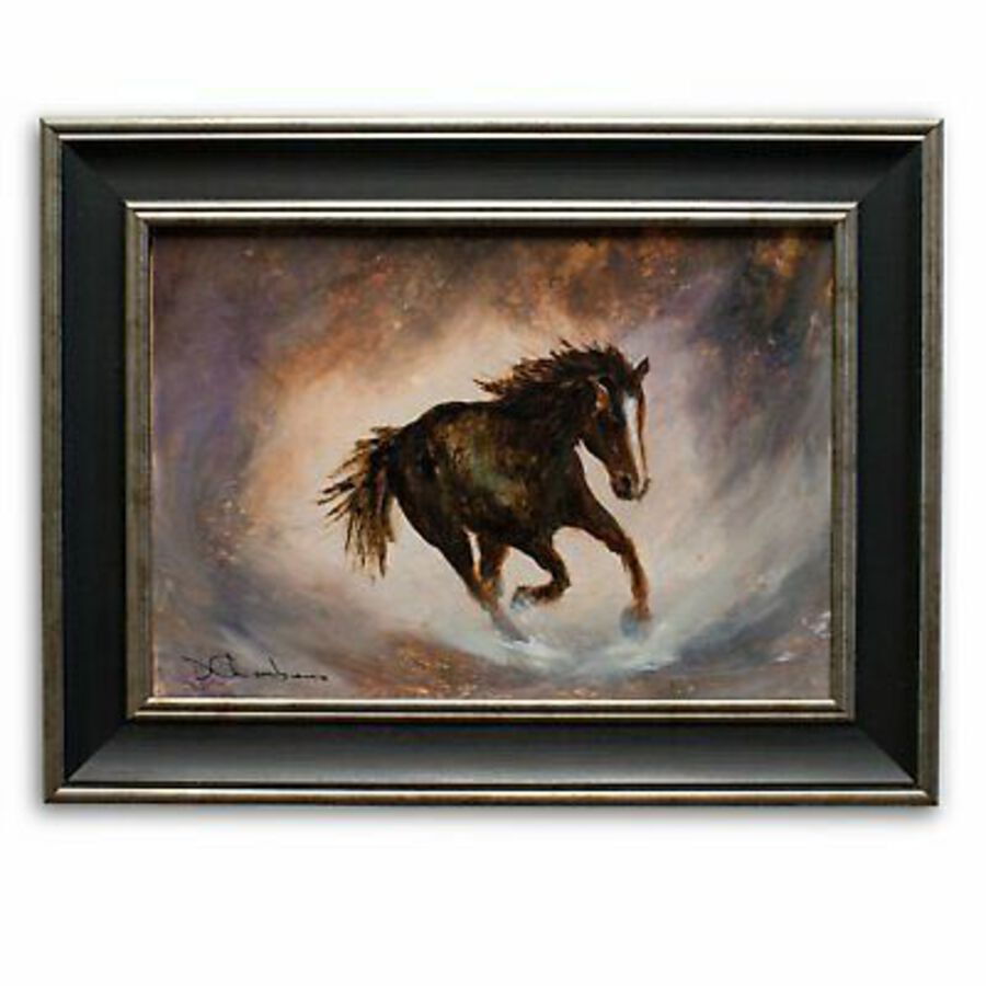 Framed Wildlife, Oil Painting, Equine, Horse, Art, Original, 14.75" x 11.5"