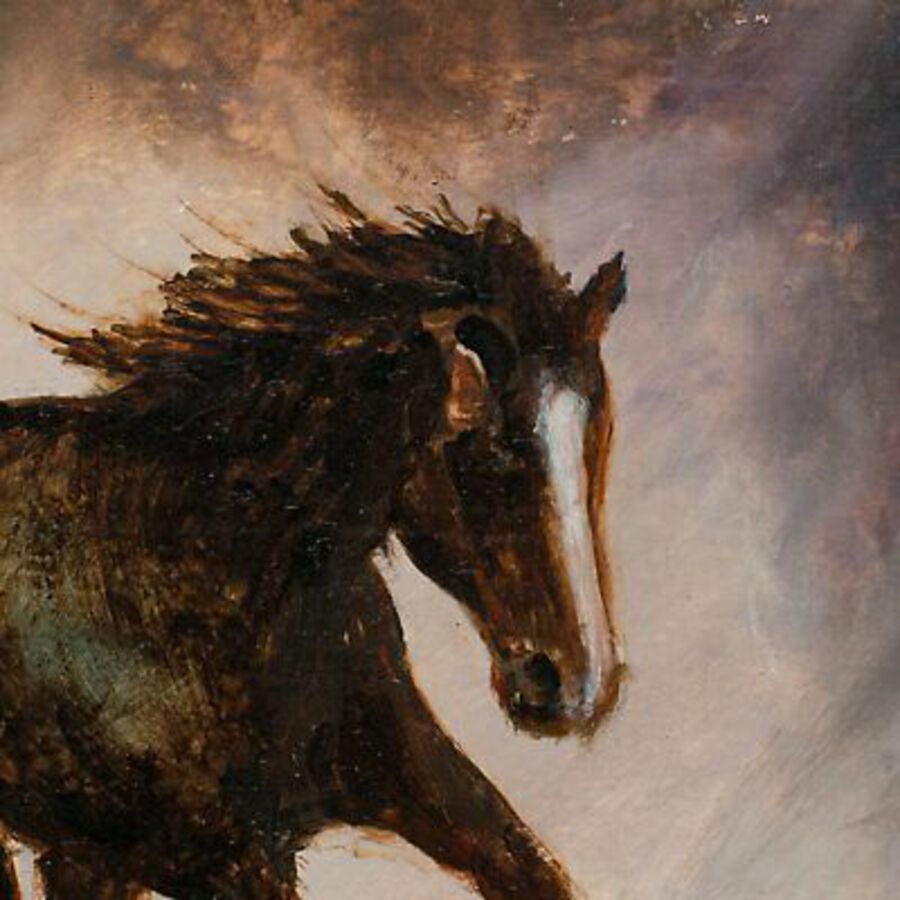 Antique Framed Wildlife, Oil Painting, Equine, Horse, Art, Original, 14.75
